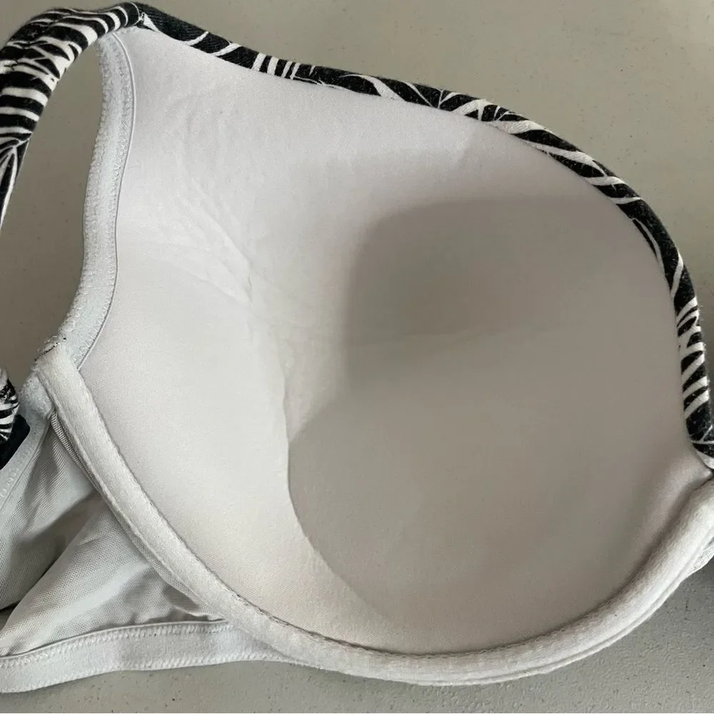 Cacique Boost Plunge Cotton Bra Zebra Palm Print Size 44DD